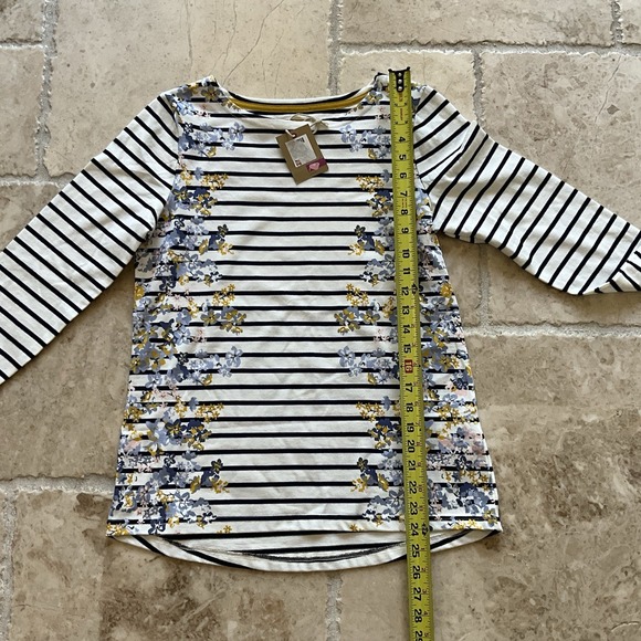 NWT Joules Floral Striped Long Sleeve Top Nautical Blue Yellow - Picture 6 of 9